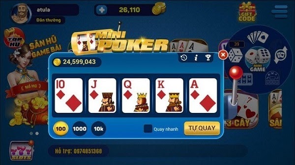 Cách chơi game mini poker 